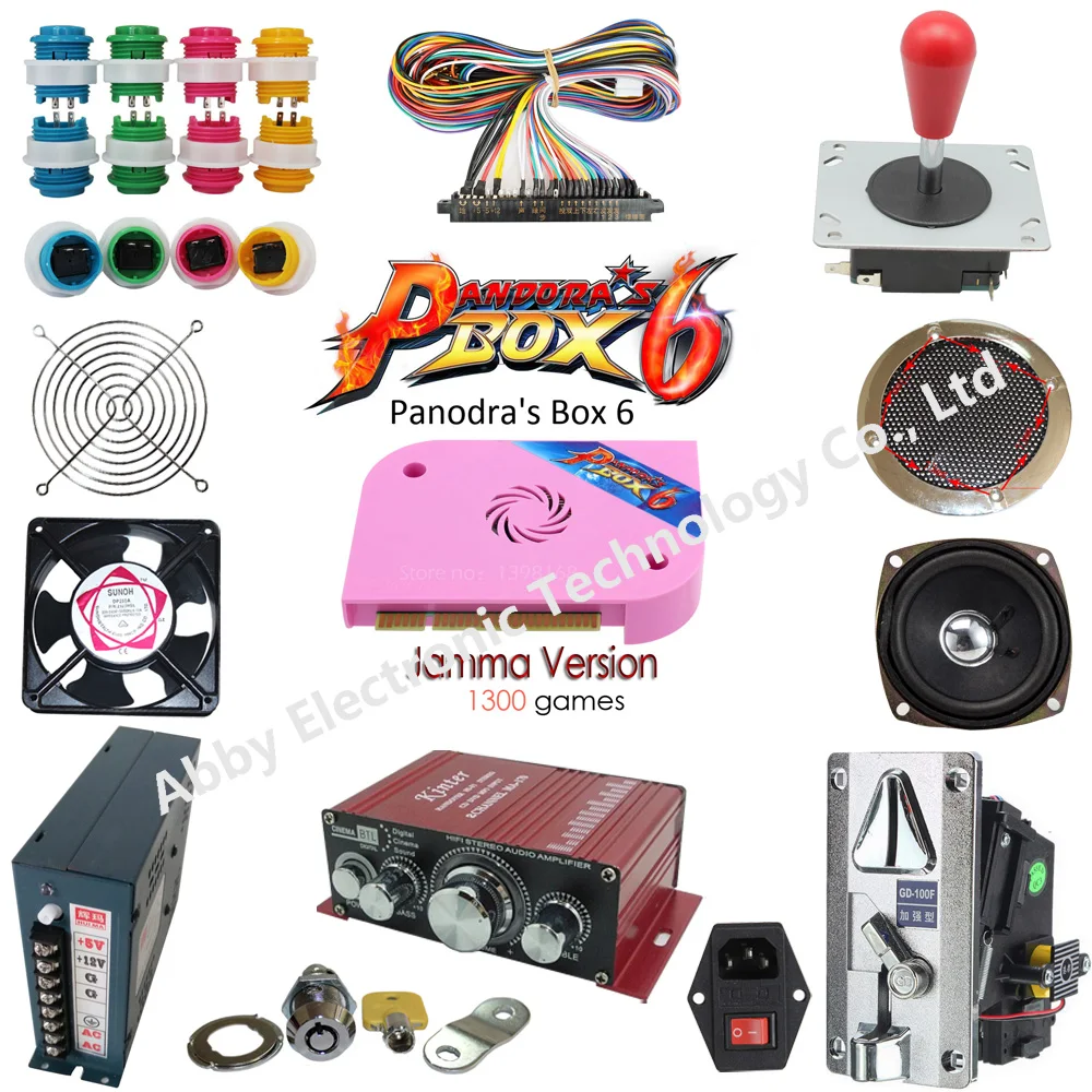 

Arcade parts Bundles kit With Joystick Pushbutton Microswitch Player button 1300 in 1 Game PCB to Build Up Arcade Machine