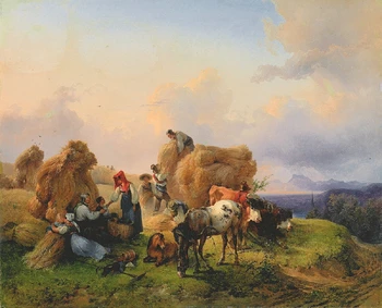 

Canvas picture Handpainted oil painting Wheat harvest season art painting picture print on canvas quality decor art