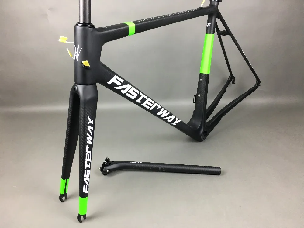 Excellent classic design FASTERWAY PRO full black with no logo carbon road bike frameset:carbon Frame+Seatpost+Fork+Clamp+Headset,free ems 37