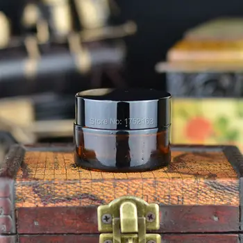 

20g empty Cosmetic Container Brown Glass Cream Jars with Black Lid for Eyeshadow Facial Mask Face Cream New Arrival