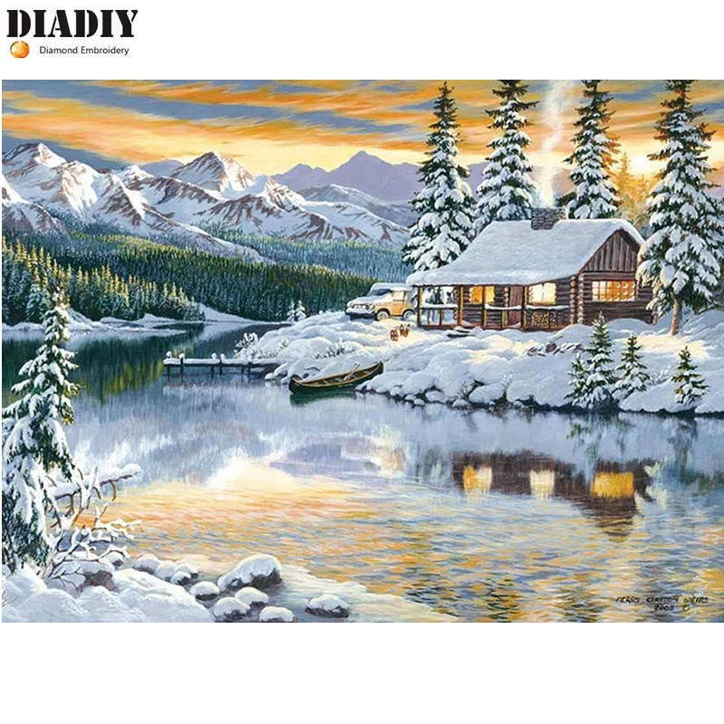 DIADIY природа пейзаж Алмазная вышивка 5D полный алмазная картина зима сделай сам