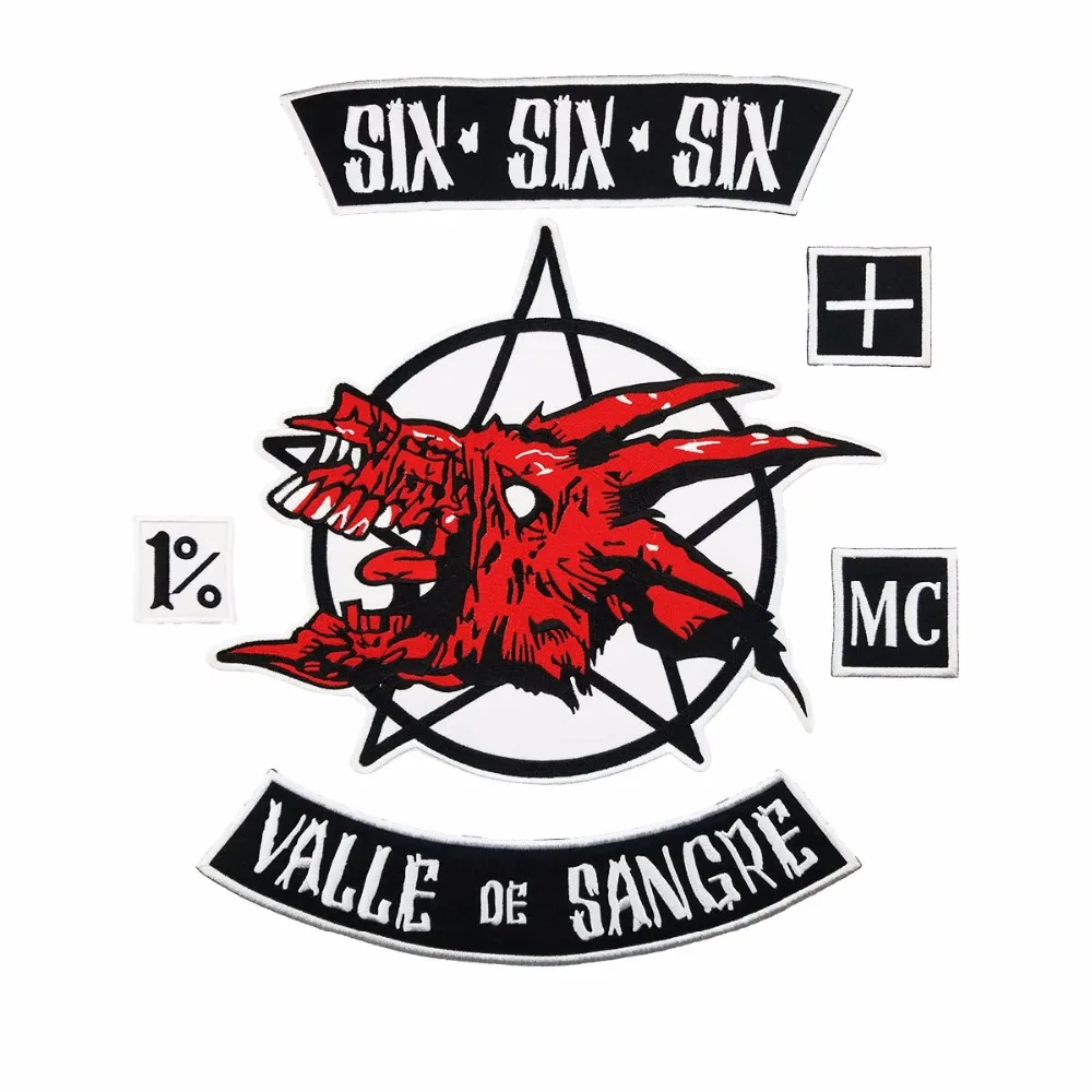 New arrival SIX VALLE DE SANGRE motorcycle patch garment accessory Embroidered Iron On custom back patch1