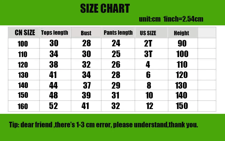 Toddler Clothing Size Chart 2t