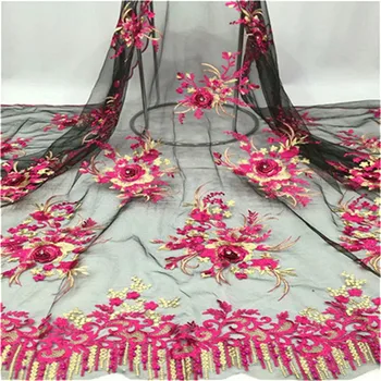 

Latest Nigerian Laces Fabrics With Stones beads High Quality Tulle African Laces Fabric Wedding French Tulle Lace Fabric