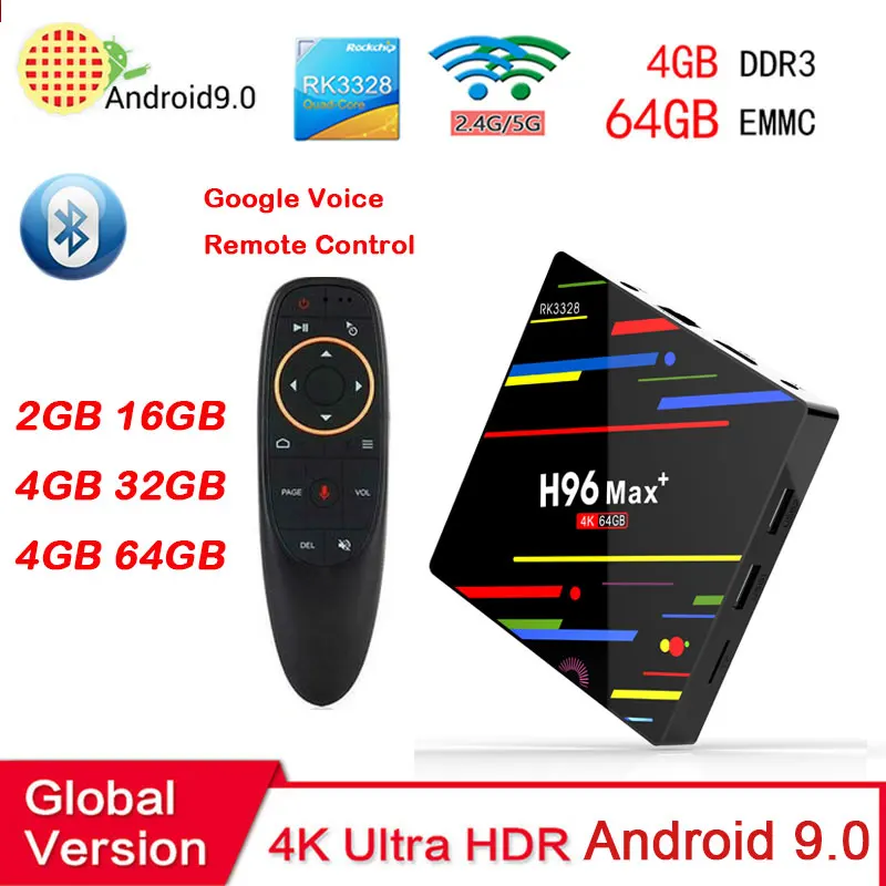 

Android box h96 max plus RK3328 android 9.0 4GB 64GB box tv support 2.4/5G dual wifi 4K HD iptv BT4.0 Google Play pk mecool km3