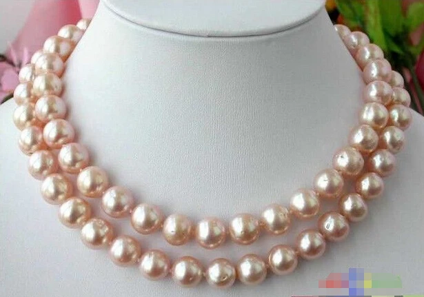 

HOT## Wholesale FREE SHIPPING >>> p1319 REAL 32" 12MM ROUND PINK FW CULTURED PEARL NECKLACE