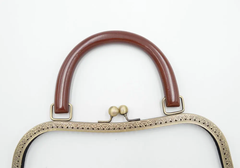 Solid wood handle High-grade wooden handle Metal Purse frame Kiss Clasp DIY accessories Coin Purse