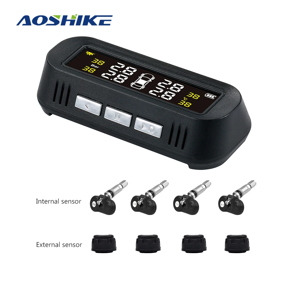 AOSHIKE TPMS Auto Reifendruck System Digital LCD Display Solar ODER USB Auto Drahtlose 4 Interne Sensor Mit Stimme Broadcast AOSHIKE TPMS Auto Reifendruck System Digital LCD Display Solar ODER USB Auto Drahtlose 4 Interne Sensor Mit Stimme Broadcast
