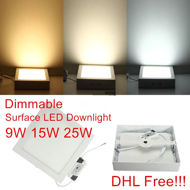 Dimmable 9W/15W/25W Square Led Panel Light Surface Mounted Downlight