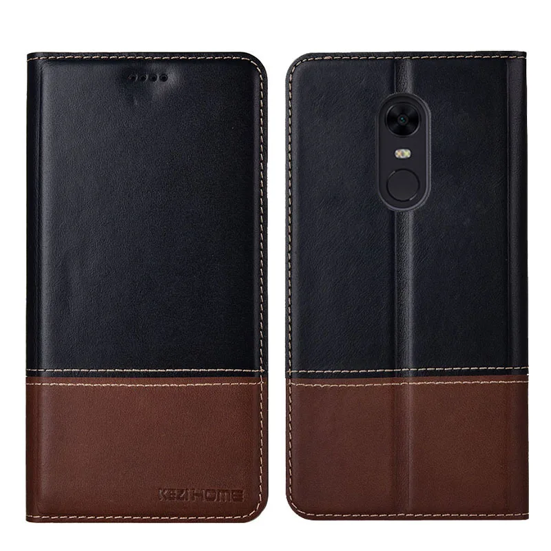 

for Xiaomi Redmi 5 Case Two-tone Flip Genuine Leather Soft Silicon Back Cover for Xiaomi Redmi 5 Cases
