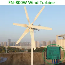 New 3 phase AC 12v 24v 800w Horizontal wind turbine generator with 6 blades and free 12v 24v AUTO controller for home use 800w 12 v 24 volt 5 nylon fiber blades horizontal wind turbines generator power windmill energy charger kit home black