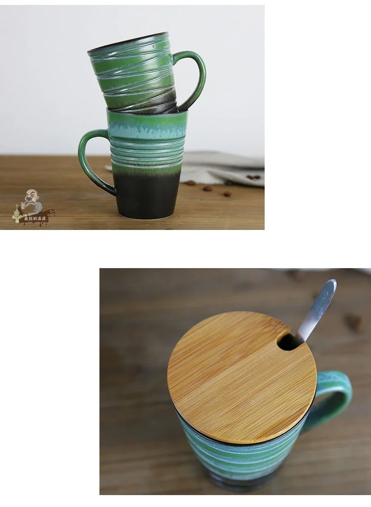 12 HIBOUR  Ceramic Tea Mug Originality Mug Gift  Stripe Mugs Hand-plating with Handgrip Ceramic Breakfast Milk Coffee Cups 300mL