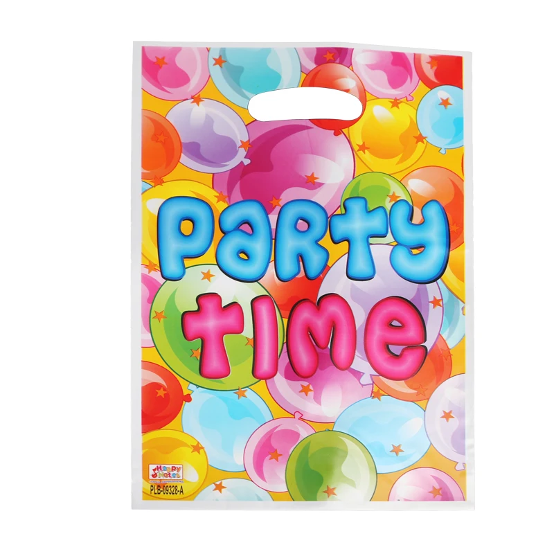 

40pcs/lot It's Party Time Gift Bags For Baby's Birthday Party Supplies Plastic Loot Bag Children Baby Shower Candy Bag