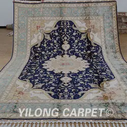 Yilong 8'x11. 7' Тебриз Восточный ковер Большой Антикварный черный турецкий ковер ручной работы (1869)