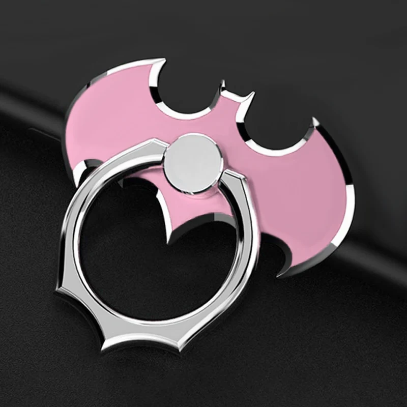 Бэтмен палец кольцо мобильный сотовый телефон Настольный держатель для iPhone X samsung летучая мышь металлический смартфон на 360 градусов вращающийся стол стенд - Цвет: Rose Gold
