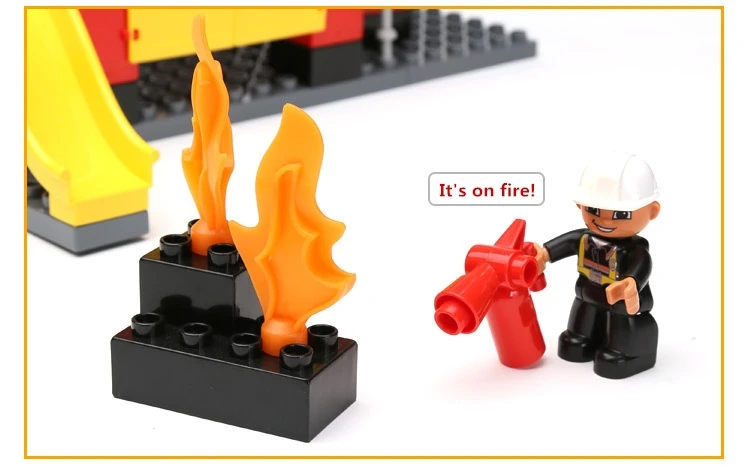 69 шт. пожарная машина пожарный DIY строительные блоки совместим с Duplo город Образование Кирпичи игрушки для детей, подарки