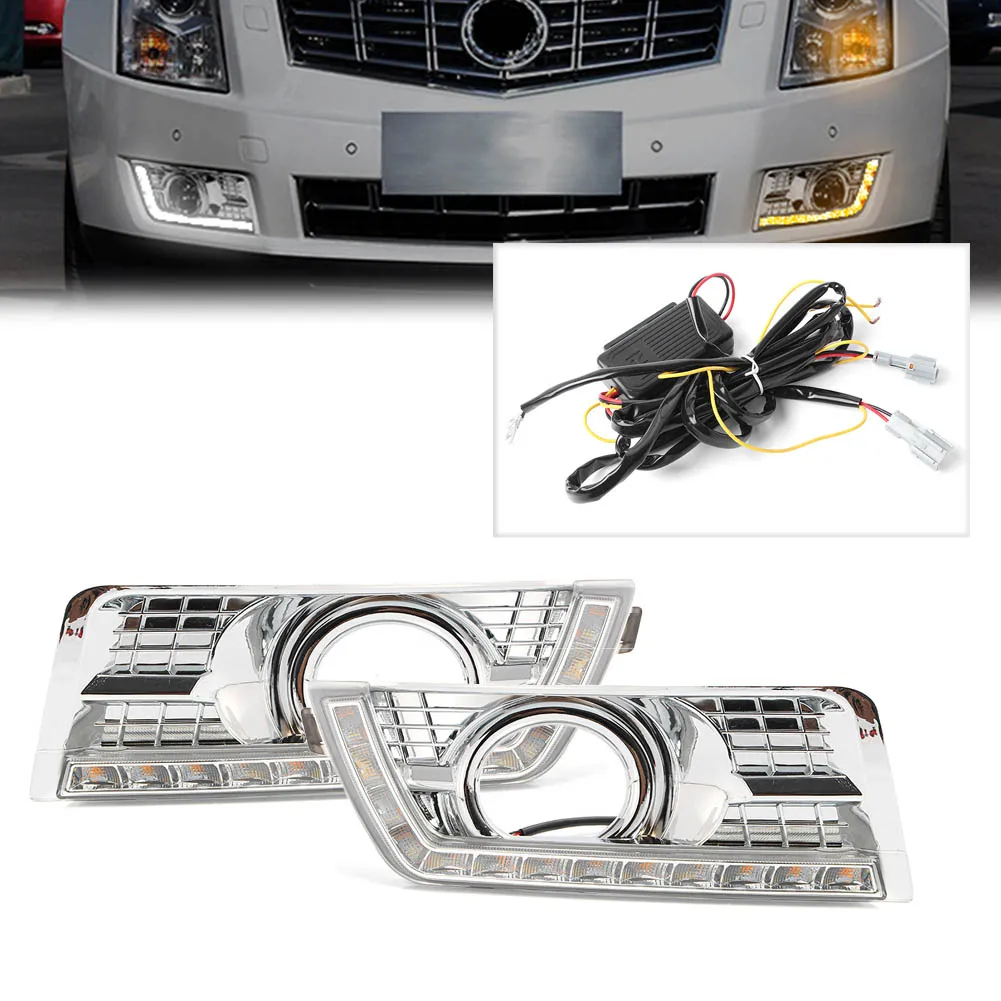 

1Pair Car Front Bumper Turn Signals Lamp LED Daytime Running Fog Light DRL For Cadillac SRX 2011 2012 2013 2014