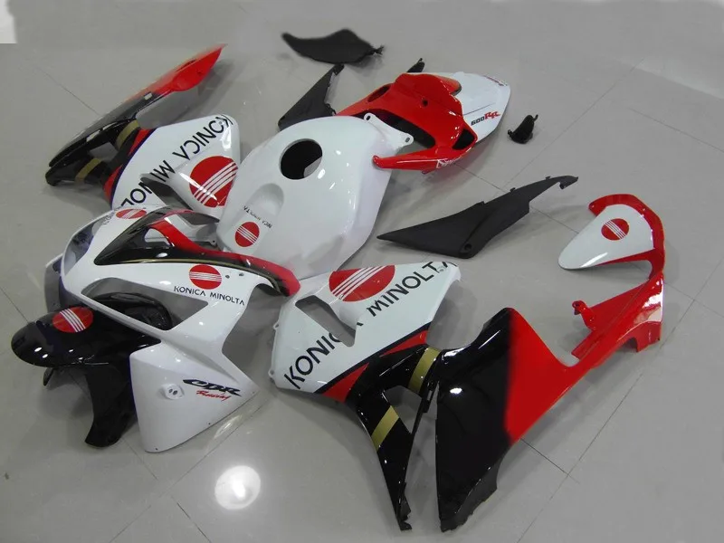 Литья под давлением полный комплект обтекателя пригодный для Honda CBR600RR F5 2005 2006 05 06 600RR 600 ABS Обтекатели+ крышка бака изготовленный на заказ красного и белого цвета