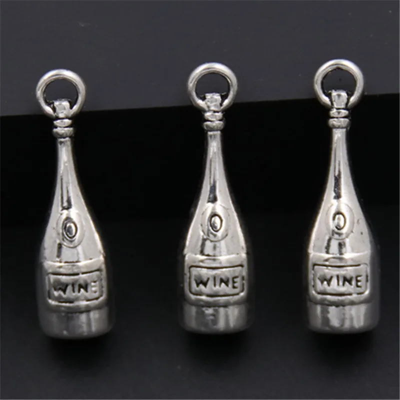 10 шт. подвеска в виде бутылки Красного вина|charm pendant|pendants for jewelry makingsilver charm pendant |