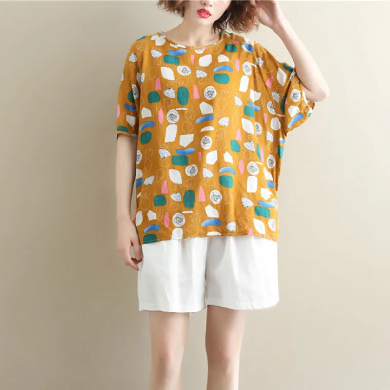 

Plus Size Women T-Shirts Basic Lady Tops Tees Big Size Cotton Casual Print Female Clothes Loose Tunic 2019 Summer 5XL LP286