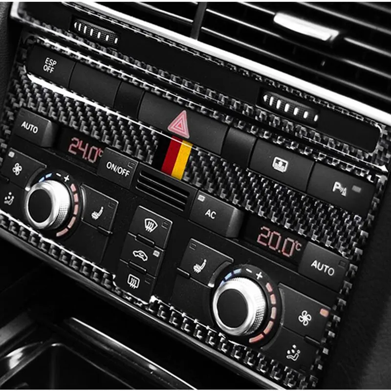 

Center Console Air Conditioning CD Frame Decoration Cover Trim 2Pcs For Audi A6 C5 C6 2005-2011 Carbon Fiber Car Accessories
