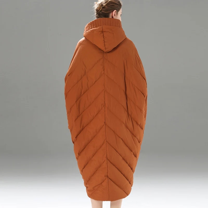 2019 Long Cocoon White Duck Down Jacket Woman Parka Causal Goose Feather Coat Plus Size Loose Hooded Outerwear Clothes   fashion