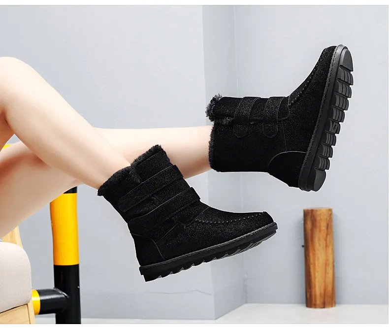SWONCO/черная зимняя теплая обувь с высоким берцем; женские зимние ботинки; коллекция года; повседневная обувь на меху; женские ботильоны; женская зимняя обувь на платформе; размер 40