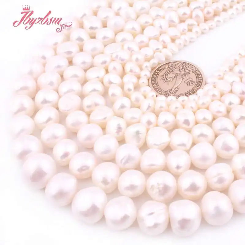 3-4/5-7/6-8/8-9mm Natural Freshwater Pearl White Freeform Natural Stone Beads For DIY Women Necklace Bracelet Jewelry Making 15″