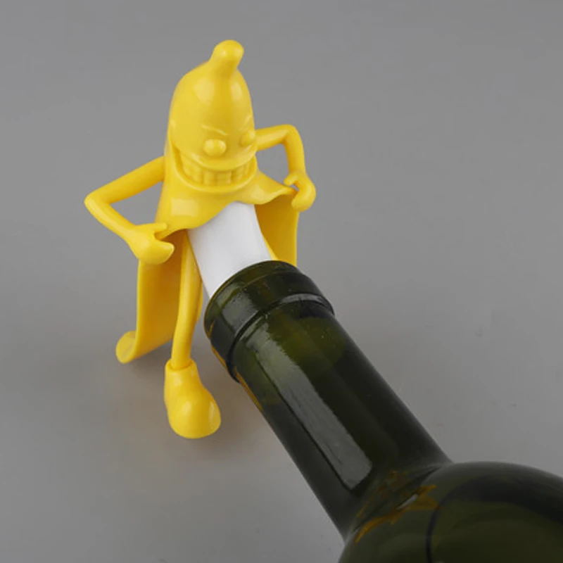 Mr.Banana Soda Wine Bottle Novelty Stopper Corkscrews Bar Tool Wine