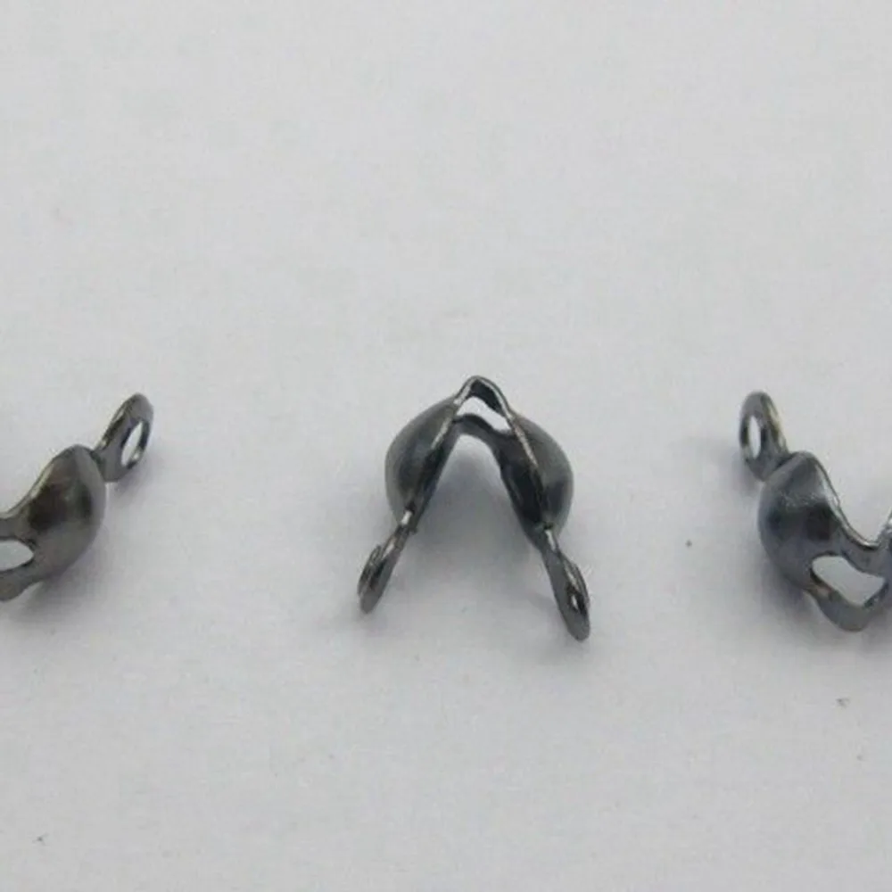 

500 Gunmetal Tone Charlotte End Crimps Beads Tips 4mm Double Loop Clamp-on