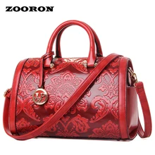 New fashionable women RetroStyle luxury brand bag 2016 Boston bag women leather messenger embossed handbag Shoulder Handbag