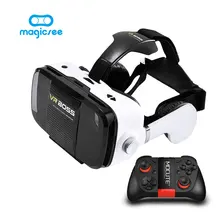 VR BOSS 3D VR Glasses Virtual Reality VR With Headset+Microphone Google Cardboard for 4″~6.3″ Smartphone+ Remote Gamepad