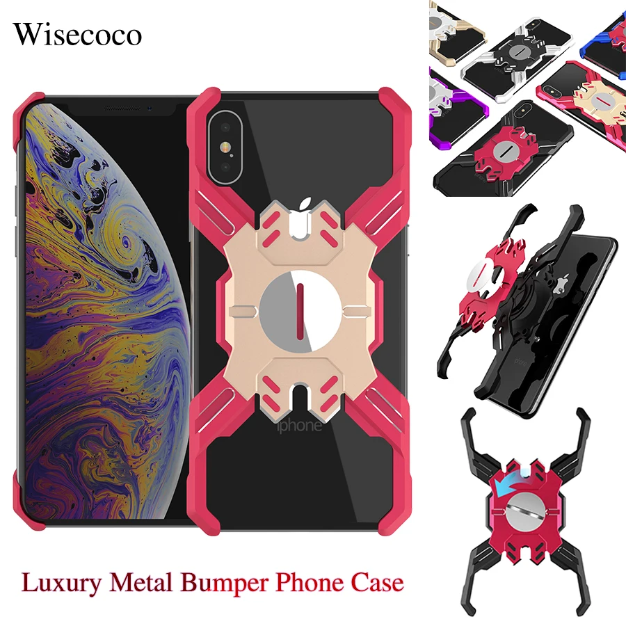 

Luxury Metal Aluminum Alloy Bumper Case for Iphone Xs Max Xr X Car Magnetic Adsorption Stand Hard Cover for Iphone 8 7 6 6s Plus