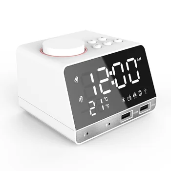 

LED Digital Alarm Clock Fm Radio With Wireless Bluetooth Speaker Snooze Function With Temperature Display USB Alarm Clocks