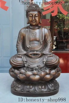 

Christmas 18"Tibet buddhism Fane bronze Lotus Sakyamuni Shakyamuni Tathagata buddha statue Halloween