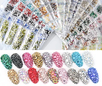 

40 Colors SS3-SS10 Mix Sizes Crystal AB Glass Nail Rhinestone Glitter Strass Nail Art Rhinestone for Nail Art Decorations