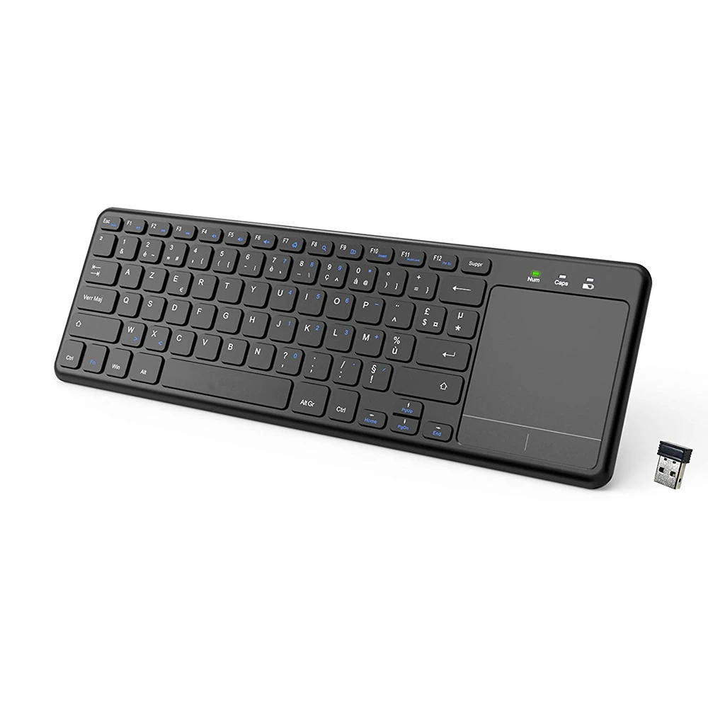 Koop Zienstar AZERTY Franse 2.4g Draadloos Toetsenbord met Touchpad voor Windows PC, Laptop, Ios pad, smart TV, HTPC IPTV, Android Doos