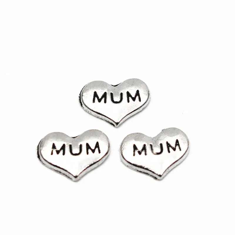 Newest 10pcs/lot MUM PAPA Brother floating charms living glass floating memory locket charms jewelry