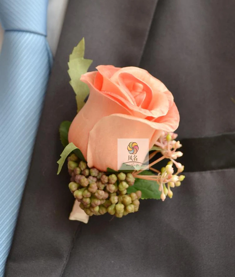 Peach Garden Rose Boutonniere popular champagne boutonnieres-buy cheap champagne boutonnieres Peach Garden Rose Boutonniere popular champagne boutonnieres-buy cheap champagne boutonnieres