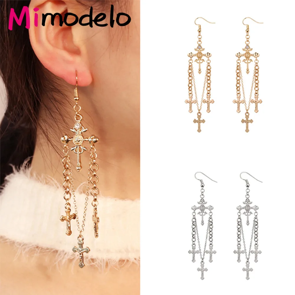 New Fashion Gold Color Cross Drop Earrings For Women Trendy Gifts