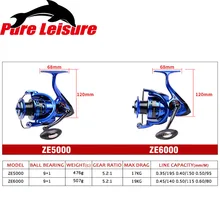Полностью Металлическая Рыболовная катушка PureLeisure, 9+ 1 спиннинговые колеса, серия 5000-6000, рок-рыбалка, дорожная круглая рыболовная Катушка 5,2: 1 Revros