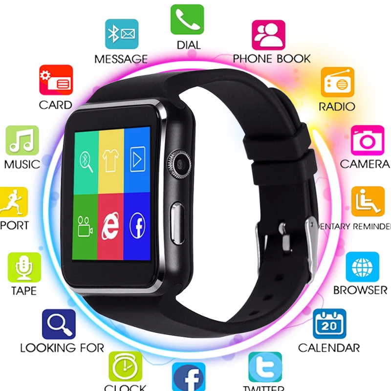 New Arrival X6 Smart Watch with Camera Touch Screen Support SIM TF Card Bluetooth Smartwatch for iPhone Xiaomi Android Phone
