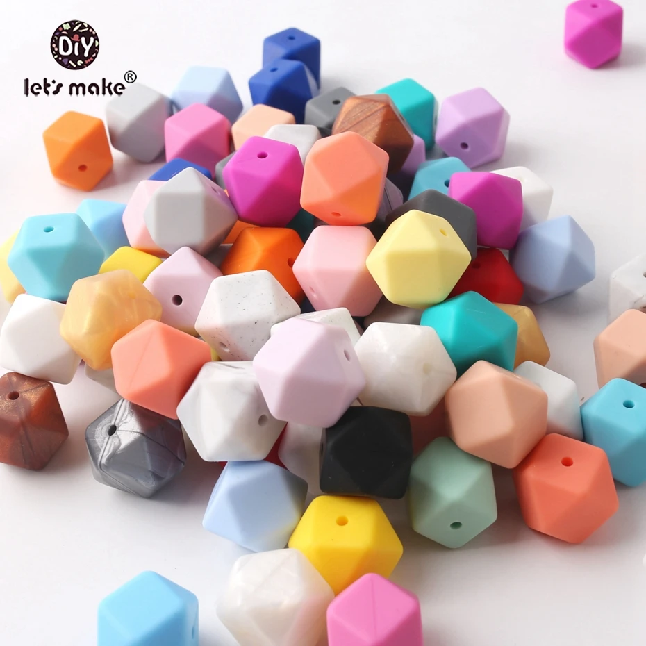 20Pcs Mixed Color Silicone Beads Loose Teething Chew Teething Necklace Teether