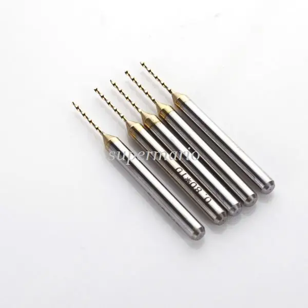 5pcs Titanium Nitride Coated Carbide PCB Dremel Jewelry CNC Drill Bits
