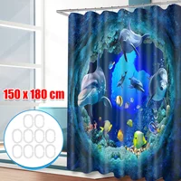 Ocean Dolphin Deep Sea Polyester Shower Curtain 3