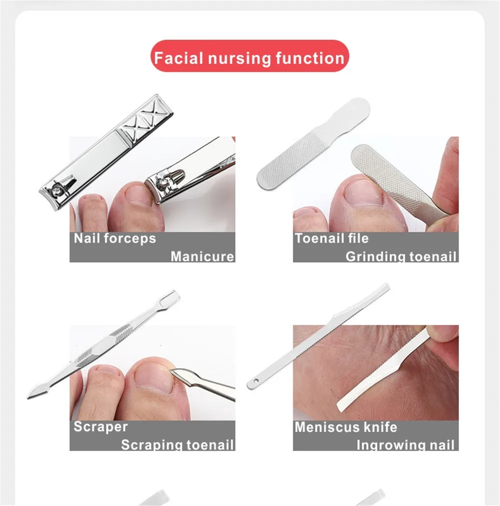 Conjunto de Manicure em Aço Profissional de Cortador de Unhas Ferramentas de Pedicure 18 em 1 Inoxidável Encravado Kit 20 Beleza e saúde