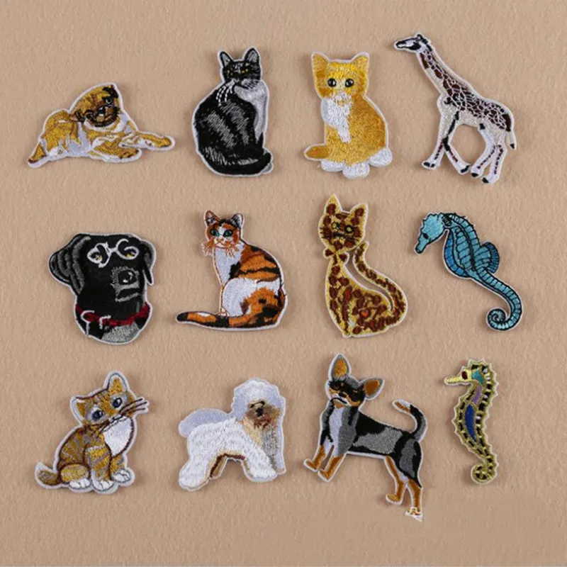 Many Animal Cat Badge Repair Patch Embroidered Iron On Patches For Clothing Close Shoes Bags Badges Embroidery | Дом и сад