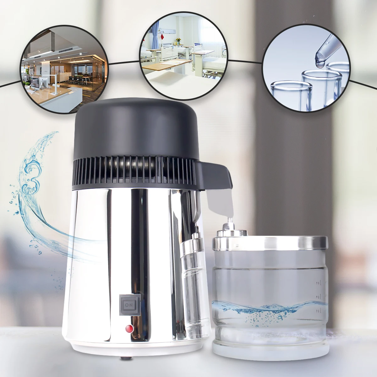 

4L Capacity Pure Water Distiller Purifier 304 Stainless Steel Container Filter Distilled 220V 750W Water Filters Machine