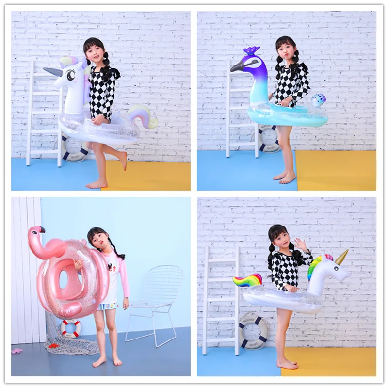 

Rooxin Baby Swimming Ring Unicorn Flamingo Inflatable Swimming Pool for Kids Floating Swimming Mattress Pool Water Seat Toys