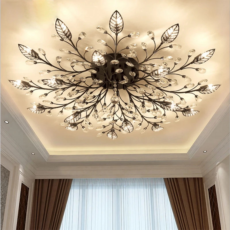 

Chandelier Modern Crystal Decoration Chandeliers Ceiling For Living Room loft Dining Room G9 Black Gold Iron lighting Fixture